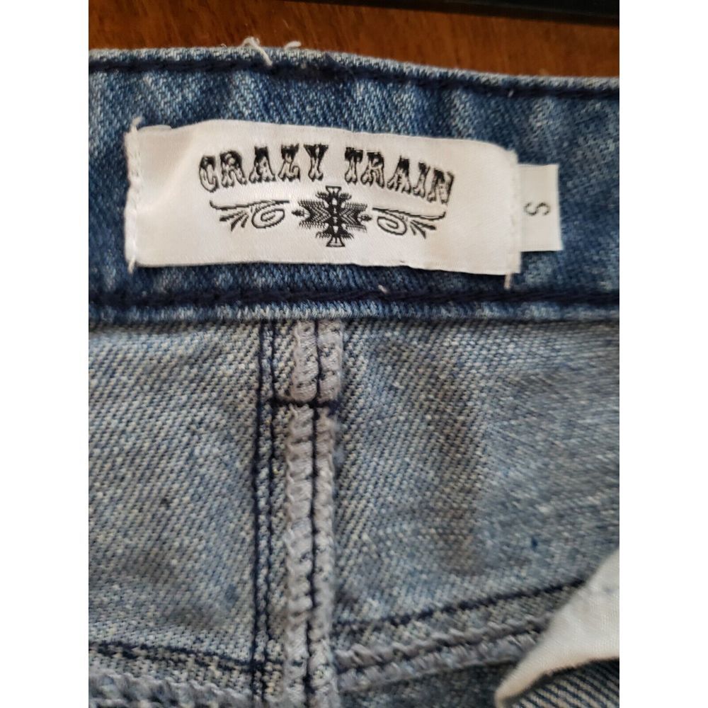 crazy train denim skirt mini distressed southwest‎ western - Picture 6 of 9